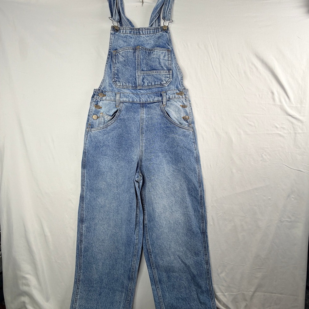 J. Galt Shanghai Denim Overalls Light Wash Wide Leg 100% Cotton Small RR085